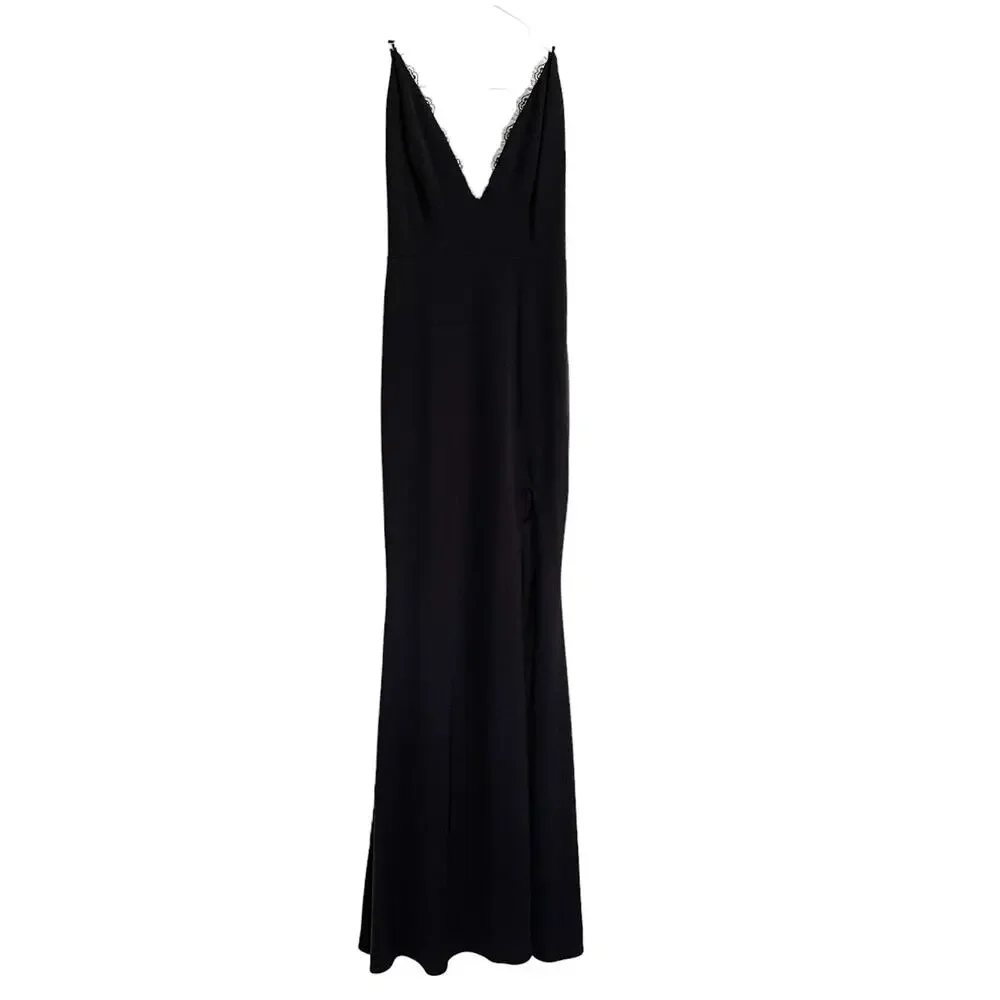 Katie‎ May Saylor Feathered V-Neck Gown Black - Picture 5 of 8